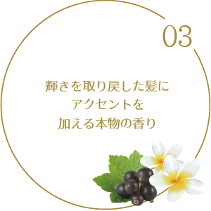 03.輝きを取り戻した髪にアクセントを加える本物の香り